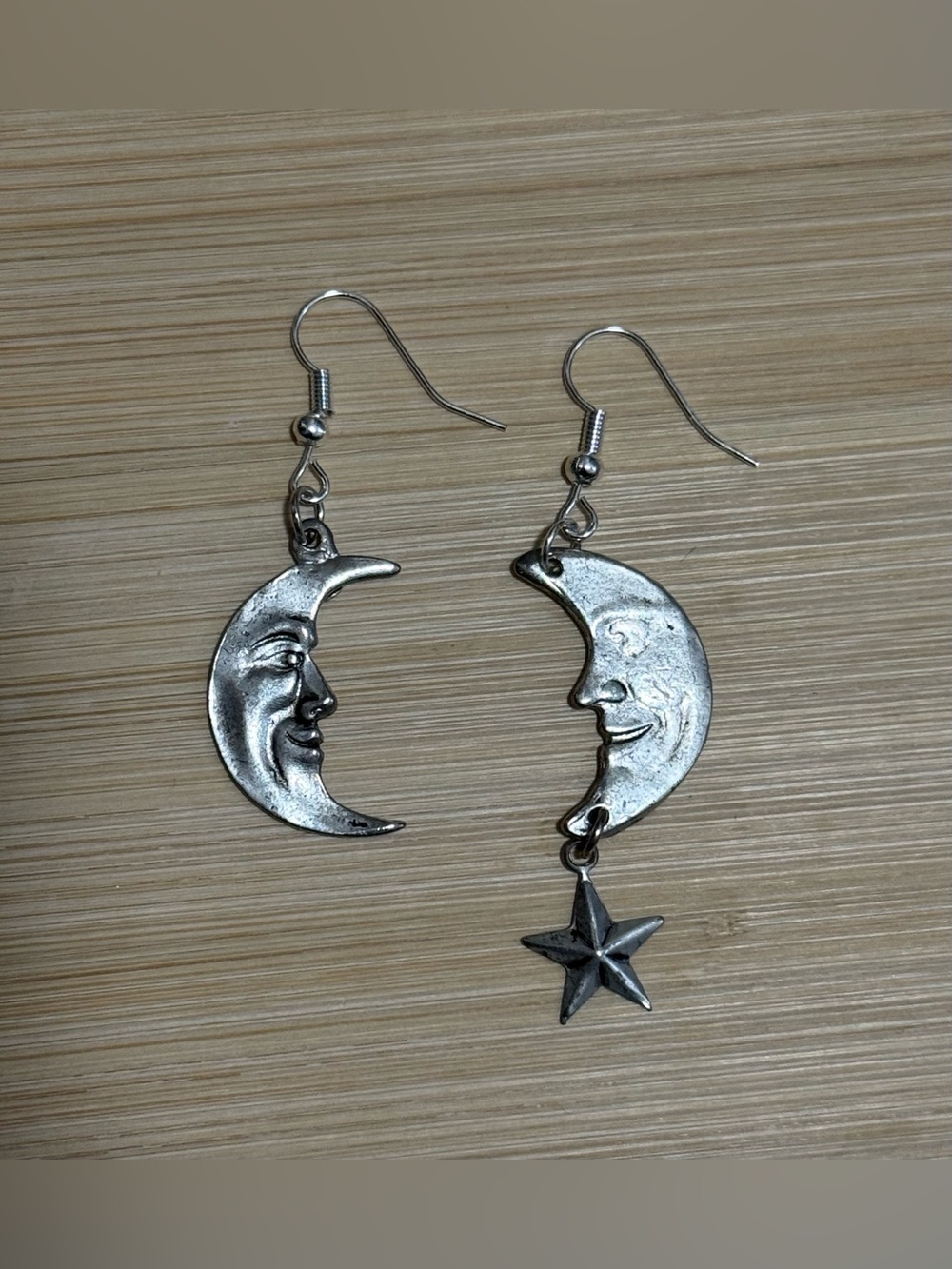 Moon and Star Dangle Earrings